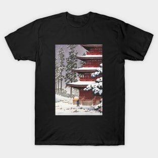 Saishoin Temple in Snow at Hirosaki by Kawase Hasui T-Shirt